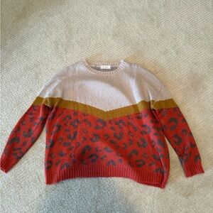 Leopard Print Sweater in Red and Gold